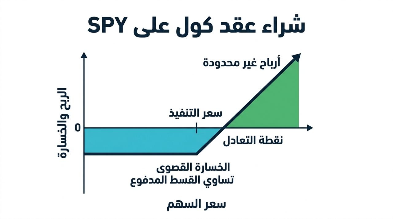 إنفوجرافيك: مخطط عائد عقد الشراء Long Call على مؤشر SPY