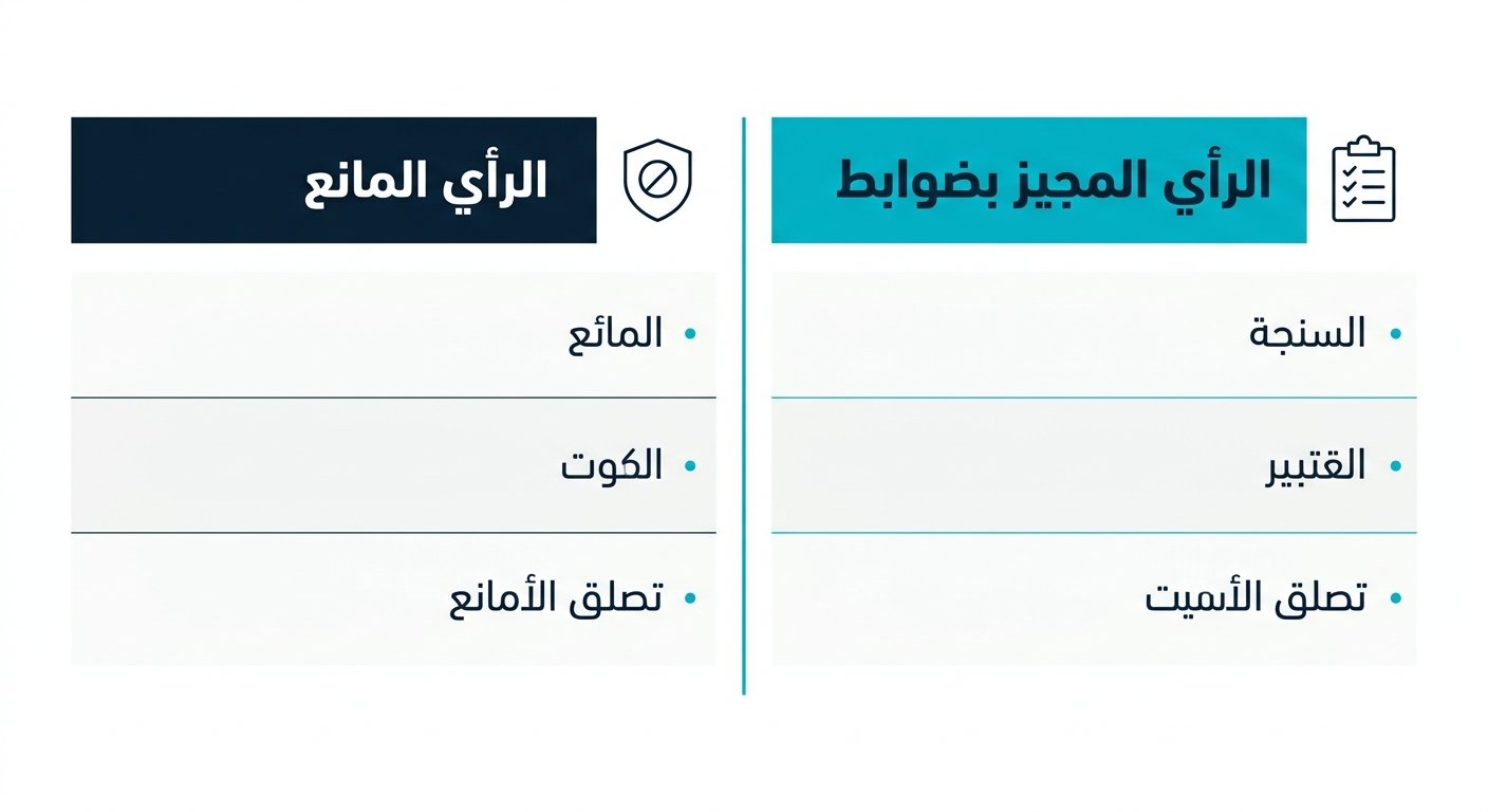 مقارنة بصرية بين الرأي المانع لعقود الأوبشن والرأي المجيز بضوابط
